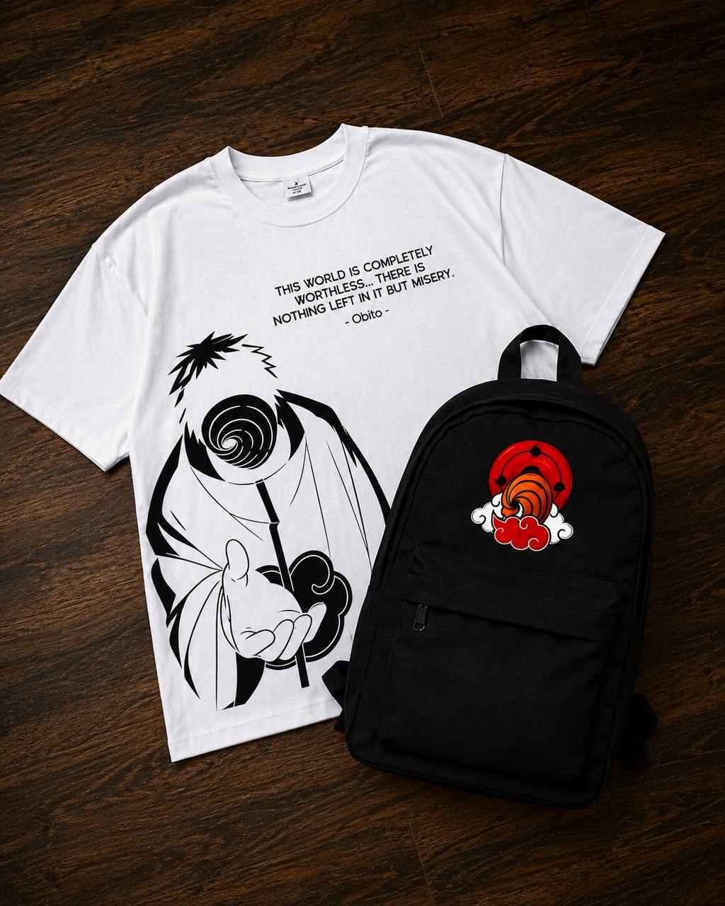 TSHIRT & BACKPACK OBITO WORDS PREMIUM QUALITY