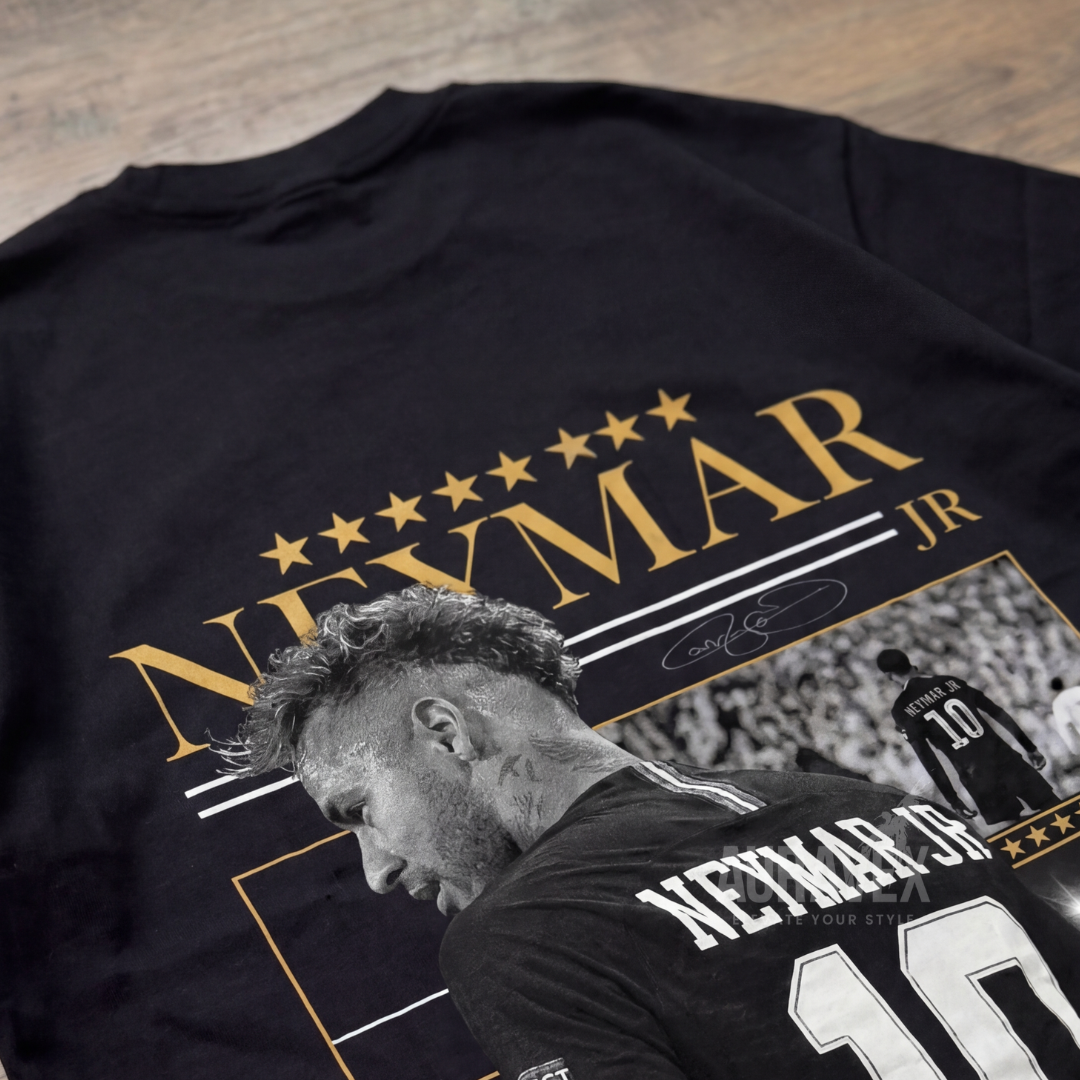 🏆 NEYMAR JR Premium Oversize T-Shirt – Black Gold Edition