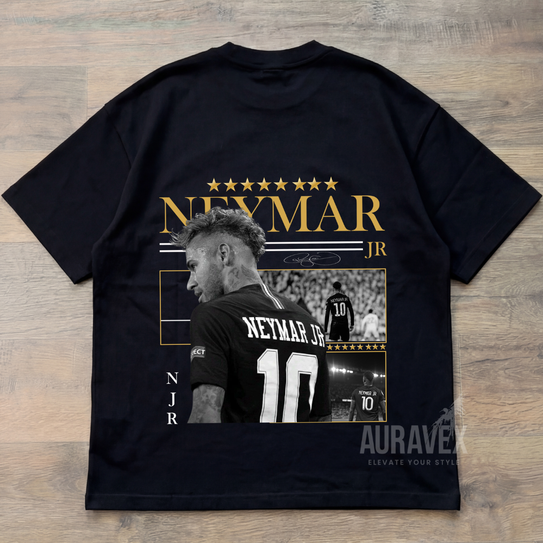 🏆 NEYMAR JR Premium Oversize T-Shirt – Black Gold Edition